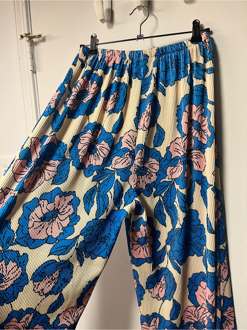 Shop Stevie Blue & Pink Floral Pleated Pants